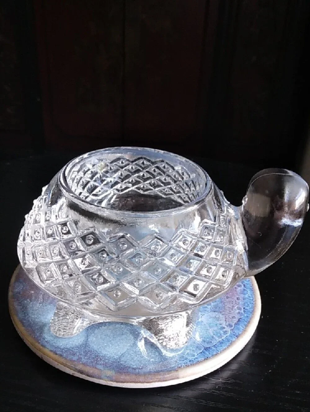 Avon Clear Glass Turtle Votive Candle Holder